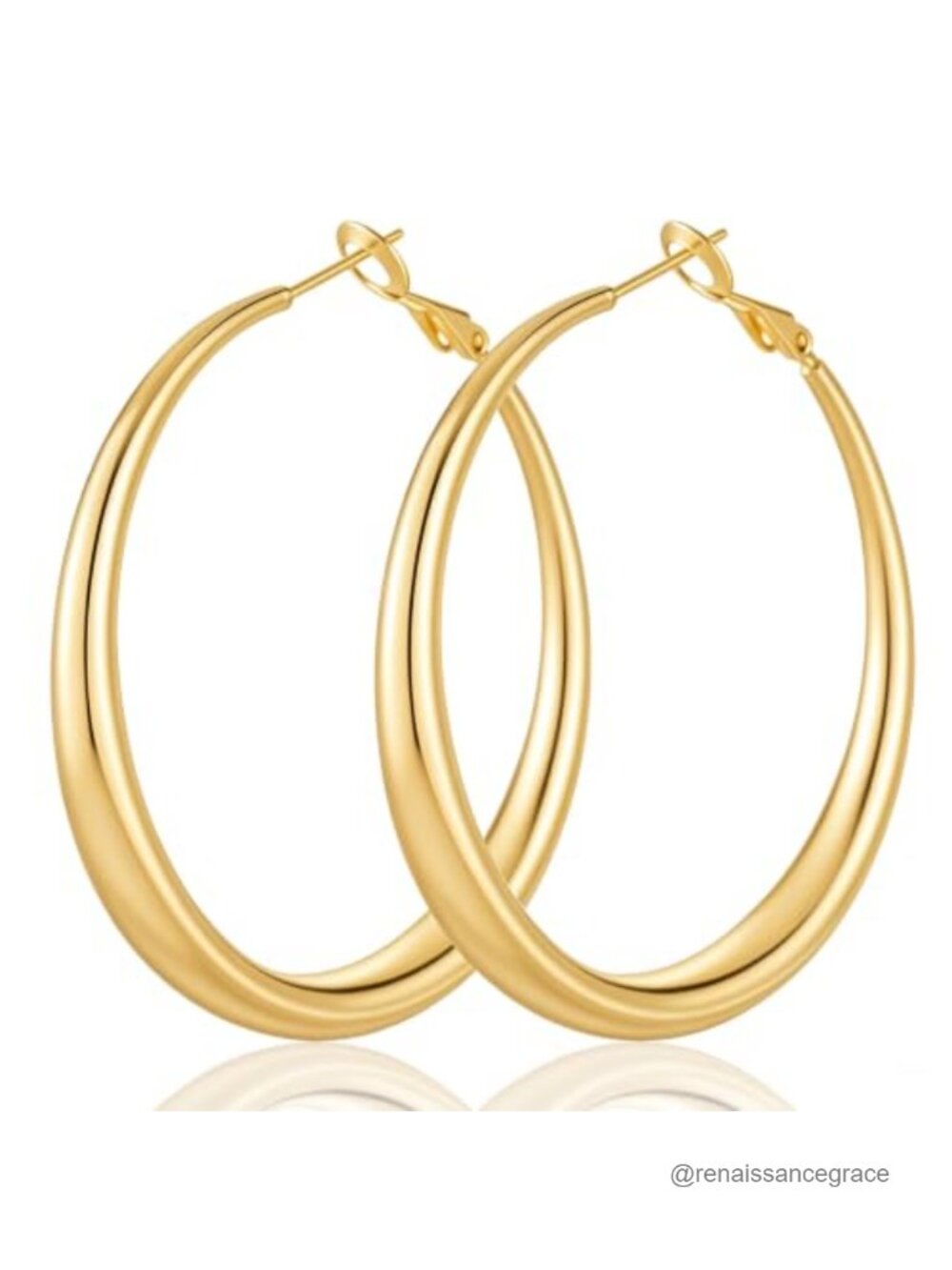 14K Gold Plated Hoop Earrings Hypoallergenic Chunky Women Jewelry